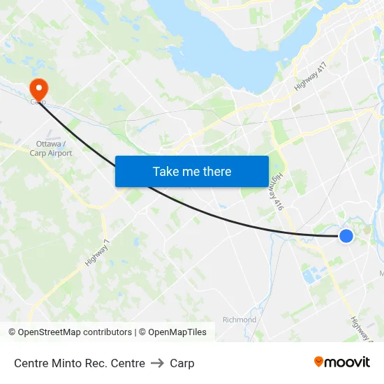Centre Minto Rec. Centre to Carp map