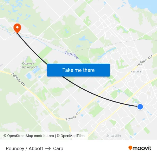 Rouncey / Abbott to Carp map