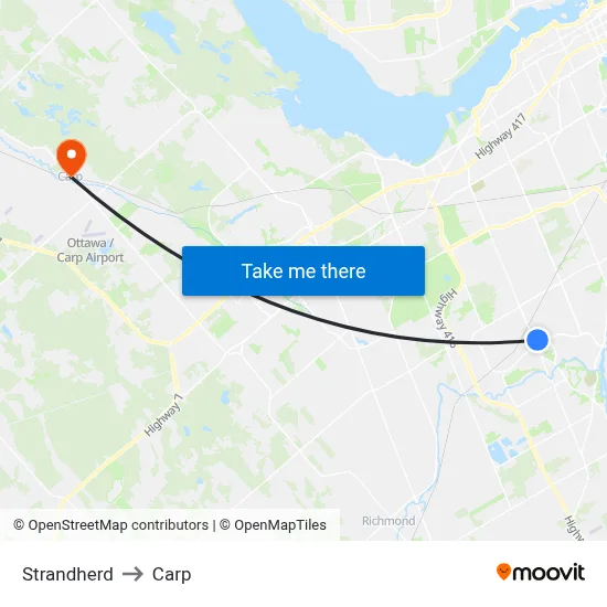 Strandherd to Carp map