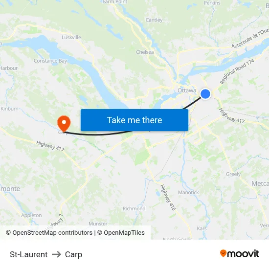 St-Laurent to Carp map
