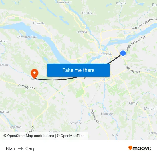 Blair to Carp map