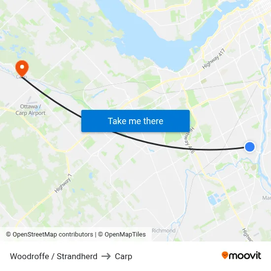 Woodroffe / Strandherd to Carp map