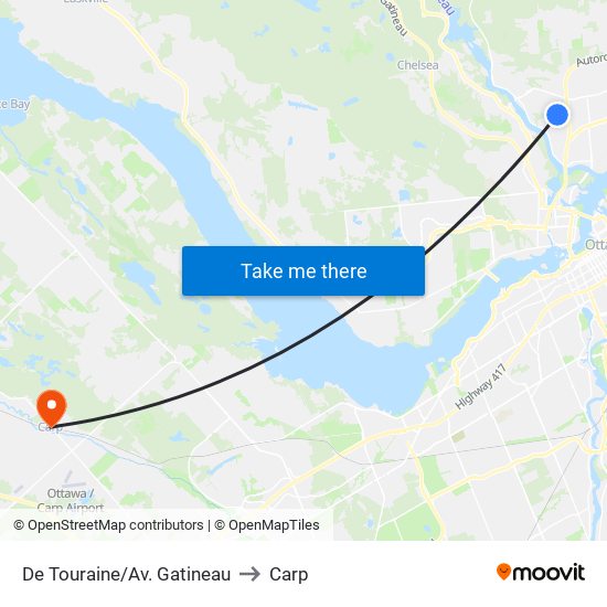 De Touraine/Av. Gatineau to Carp map