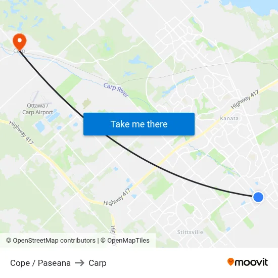 Cope / Paseana to Carp map