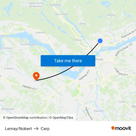 Lemay/Nobert to Carp map