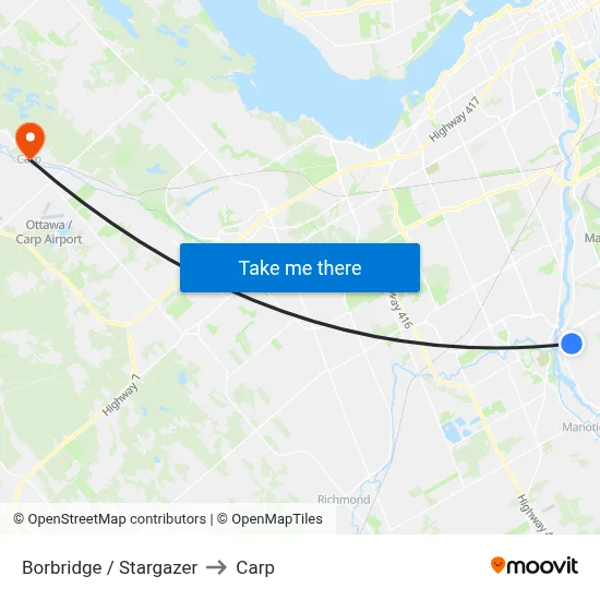 Borbridge / Stargazer to Carp map