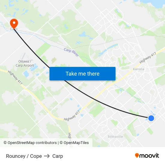 Rouncey / Cope to Carp map