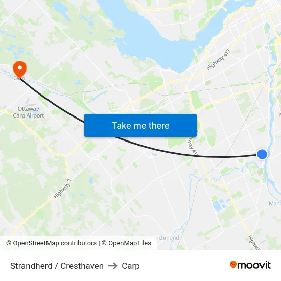 Strandherd / Cresthaven to Carp map