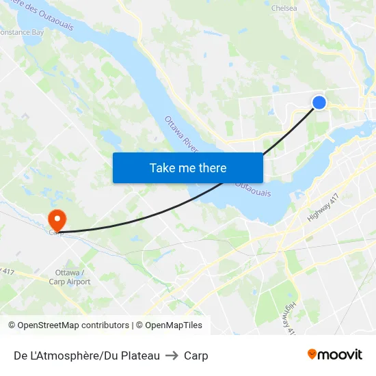 De L'Atmosphère/Du Plateau to Carp map