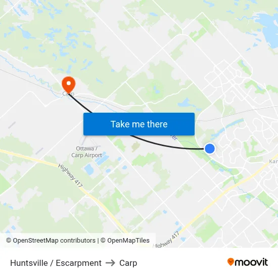 Huntsville / Escarpment to Carp map