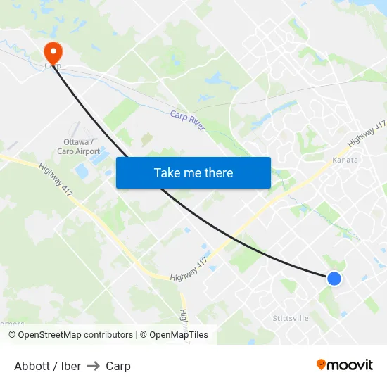 Abbott / Iber to Carp map