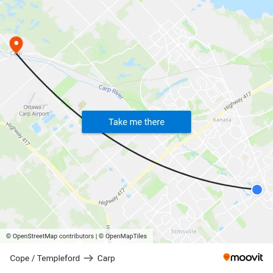 Cope / Templeford to Carp map