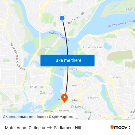 Motel Adam Gatineau to Parliament Hill map