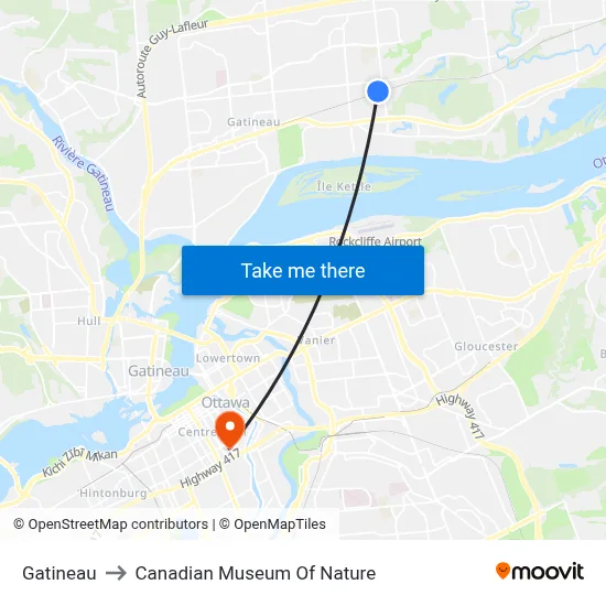 Gatineau to Canadian Museum Of Nature map