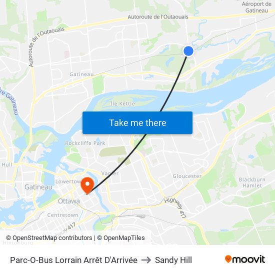 Parc-O-Bus Lorrain Arrêt D'Arrivée to Sandy Hill map