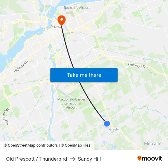 Old Prescott / Thunderbird to Sandy Hill map