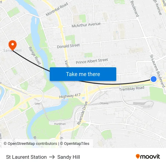 St Laurent Station to Sandy Hill map
