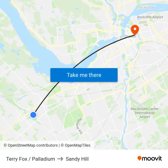 Terry Fox / Palladium to Sandy Hill map