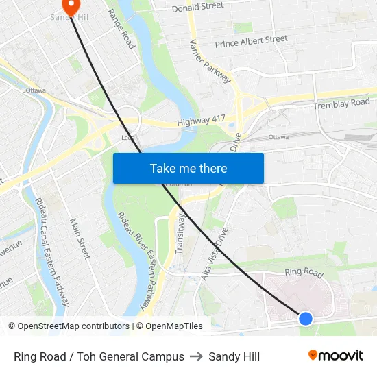 Ring Road / Toh General Campus to Sandy Hill map