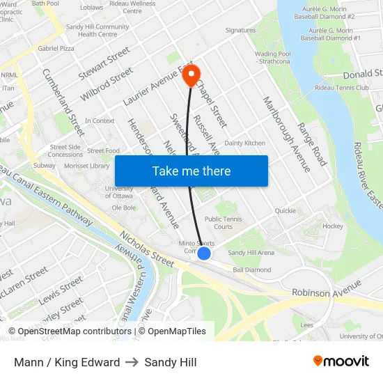 Mann / King Edward to Sandy Hill map