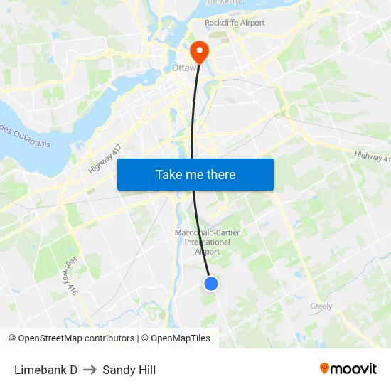 Limebank D to Sandy Hill map