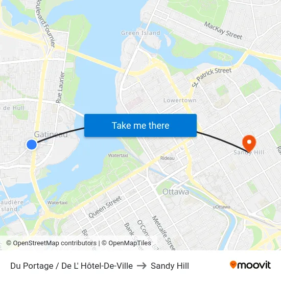 Du Portage / De L' Hôtel-De-Ville to Sandy Hill map