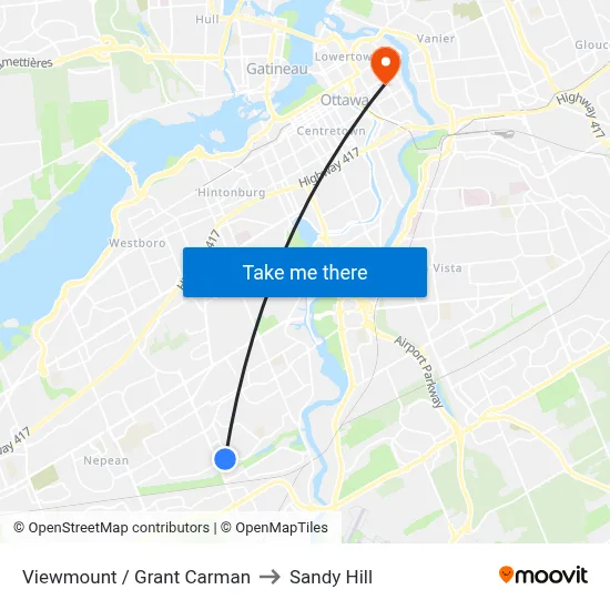 Viewmount / Grant Carman to Sandy Hill map