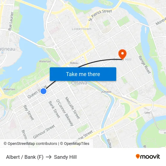 Albert / Bank (F) to Sandy Hill map
