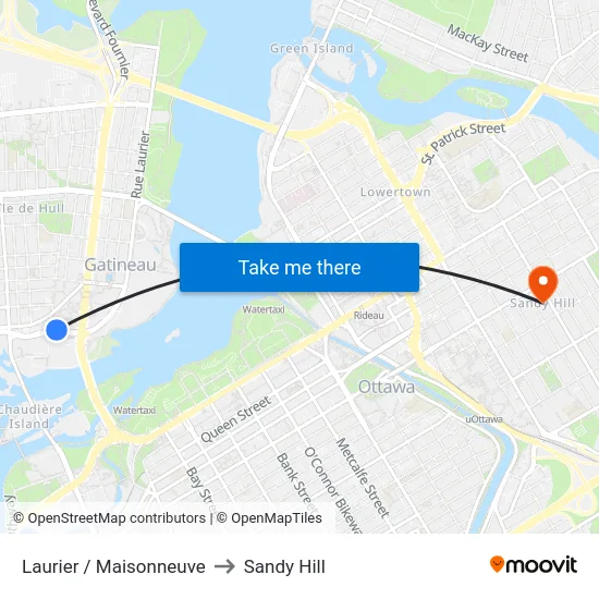 Laurier / Maisonneuve to Sandy Hill map