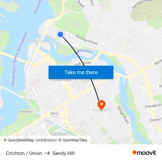 Crichton / Union to Sandy Hill map