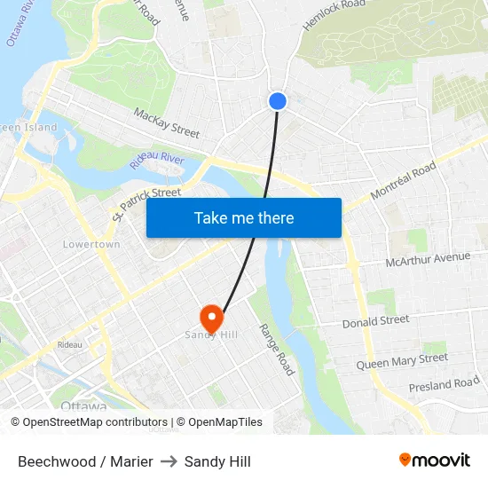 Beechwood / Marier to Sandy Hill map