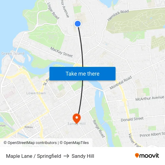 Maple Lane / Springfield to Sandy Hill map
