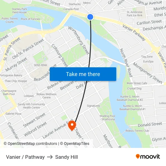 Vanier / Pathway to Sandy Hill map