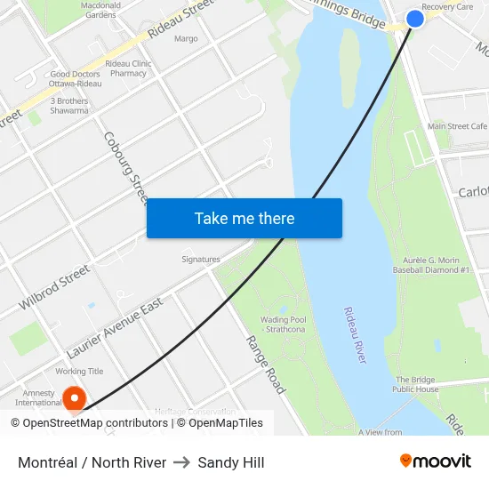 Montréal / North River to Sandy Hill map