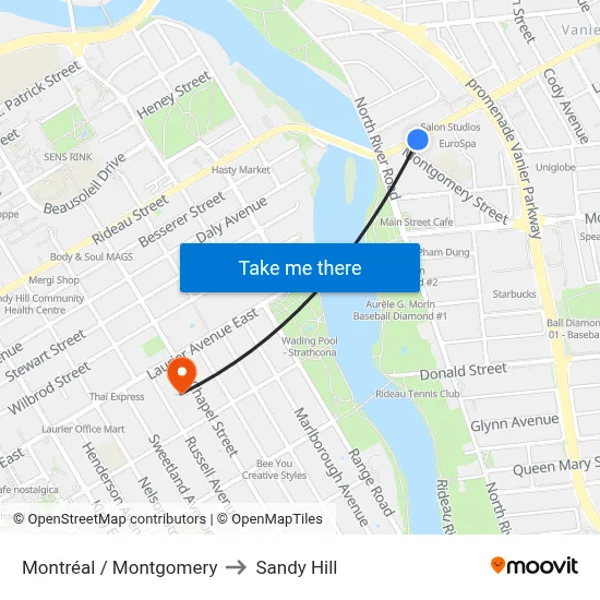 Montréal / Montgomery to Sandy Hill map