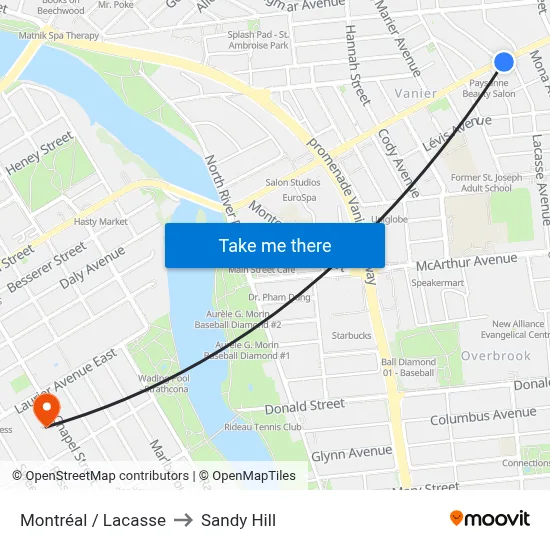 Montréal / Lacasse to Sandy Hill map