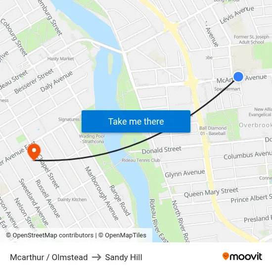 Mcarthur / Olmstead to Sandy Hill map