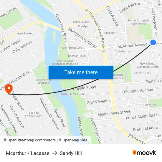 Mcarthur / Lacasse to Sandy Hill map