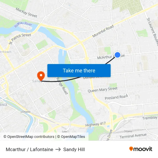 Mcarthur / Lafontaine to Sandy Hill map