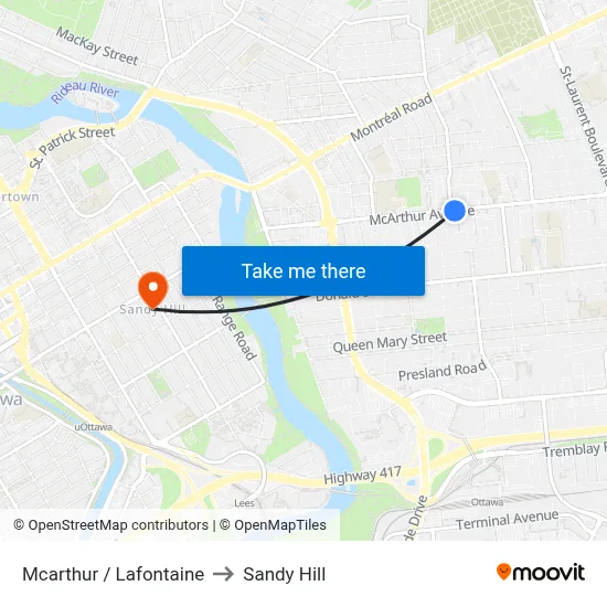 Mcarthur / Lafontaine to Sandy Hill map