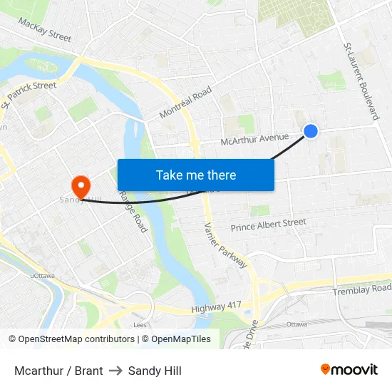 Mcarthur / Brant to Sandy Hill map