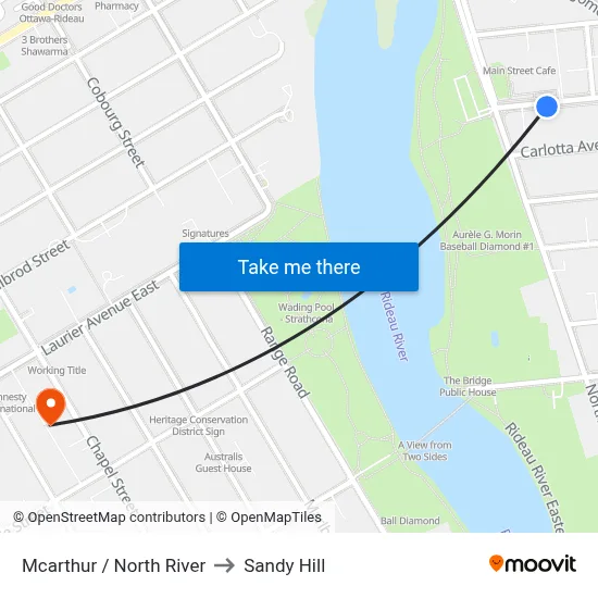 Mcarthur / North River to Sandy Hill map