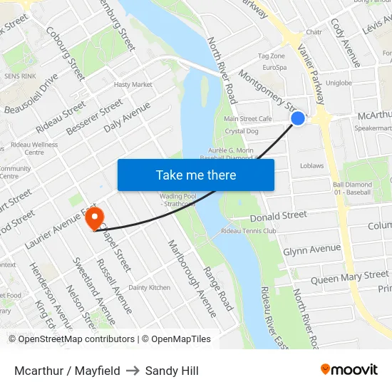 Mcarthur / Mayfield to Sandy Hill map