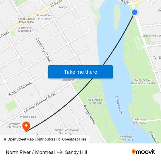 North River / Montréal to Sandy Hill map