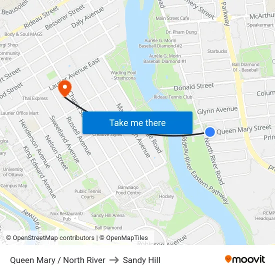 Queen Mary / North River to Sandy Hill map