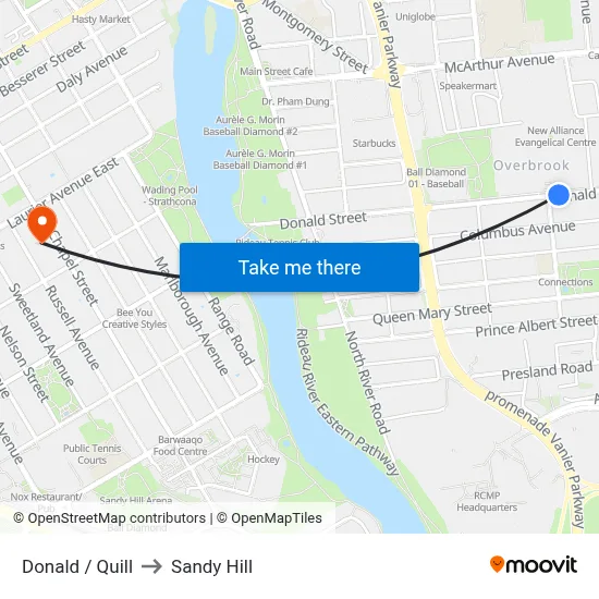 Donald / Quill to Sandy Hill map