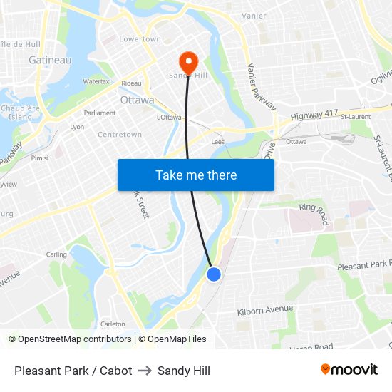 Pleasant Park / Cabot to Sandy Hill map