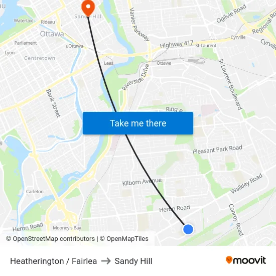 Heatherington / Fairlea to Sandy Hill map