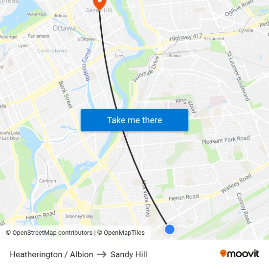 Heatherington / Albion to Sandy Hill map