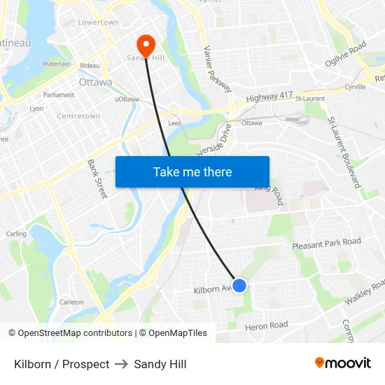 Kilborn / Prospect to Sandy Hill map